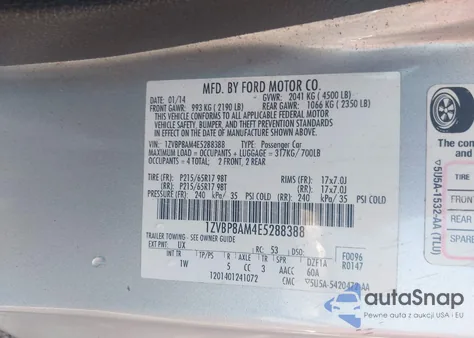 2014 Ford Mustang V6 из США, поврежденный, VIN 1ZVBP8AM4E5288388